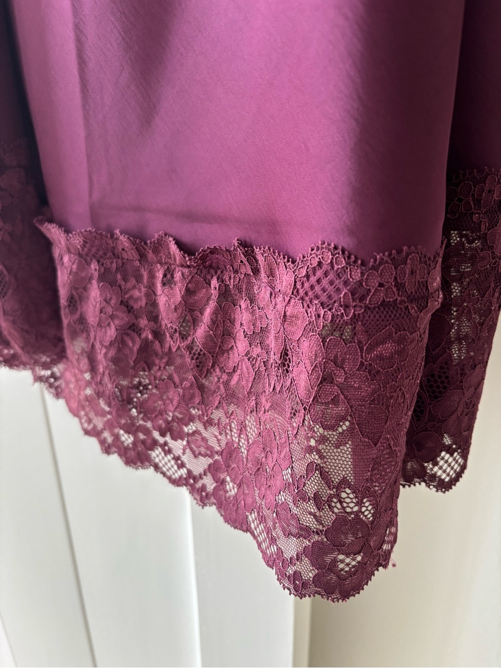 NWOT Old Navy Lace‑Trim Satin Midi Slip Dress in Plum size XLP - Picture 6 of 6